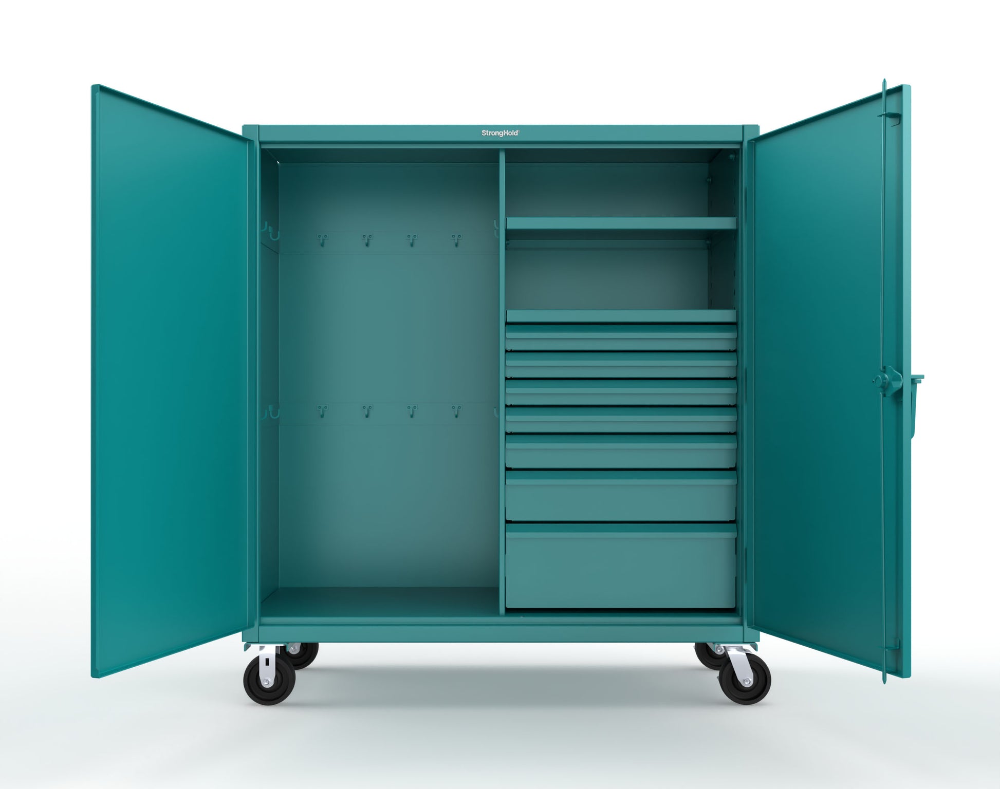 Extreme Duty 12 GA Mobile Rigging Cabinet with 7 Half-Width Drawers, 2 Shelves - 60 in. W x 24 in. D x 68 in. H - 55-242-7/5DB-CA-5021