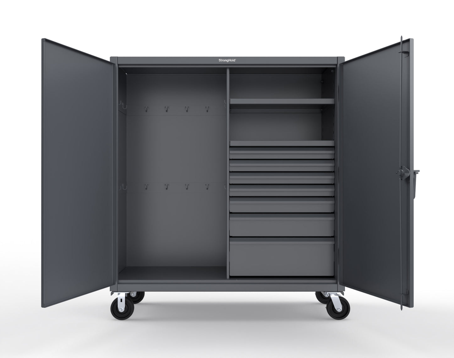 Extreme Duty 12 GA Mobile Rigging Cabinet with 7 Half-Width Drawers, 2 Shelves - 60 in. W x 24 in. D x 68 in. H - 55-242-7/5DB-CA-7024