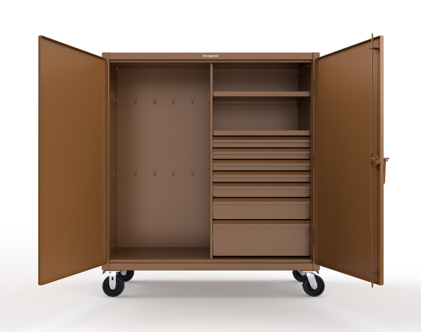 Extreme Duty 12 GA Mobile Rigging Cabinet with 7 Half-Width Drawers, 2 Shelves - 60 in. W x 24 in. D x 68 in. H - 55-242-7/5DB-CA-8008