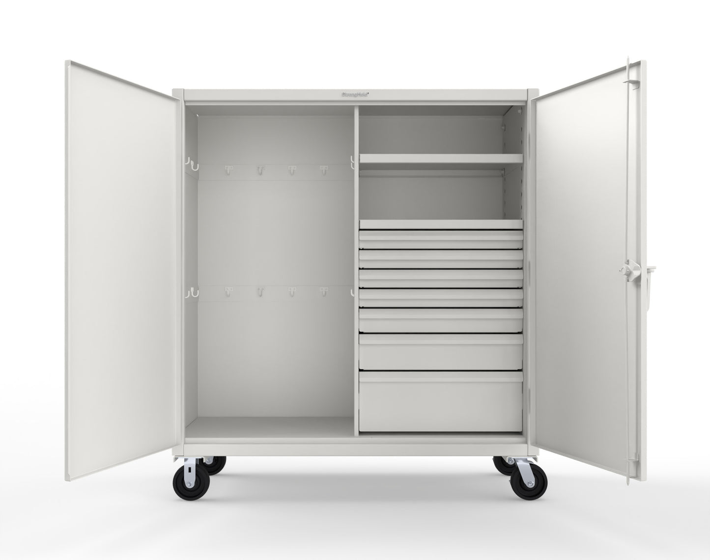 Extreme Duty 12 GA Mobile Rigging Cabinet with 7 Half-Width Drawers, 2 Shelves - 60 in. W x 24 in. D x 68 in. H - 55-242-7/5DB-CA-9003