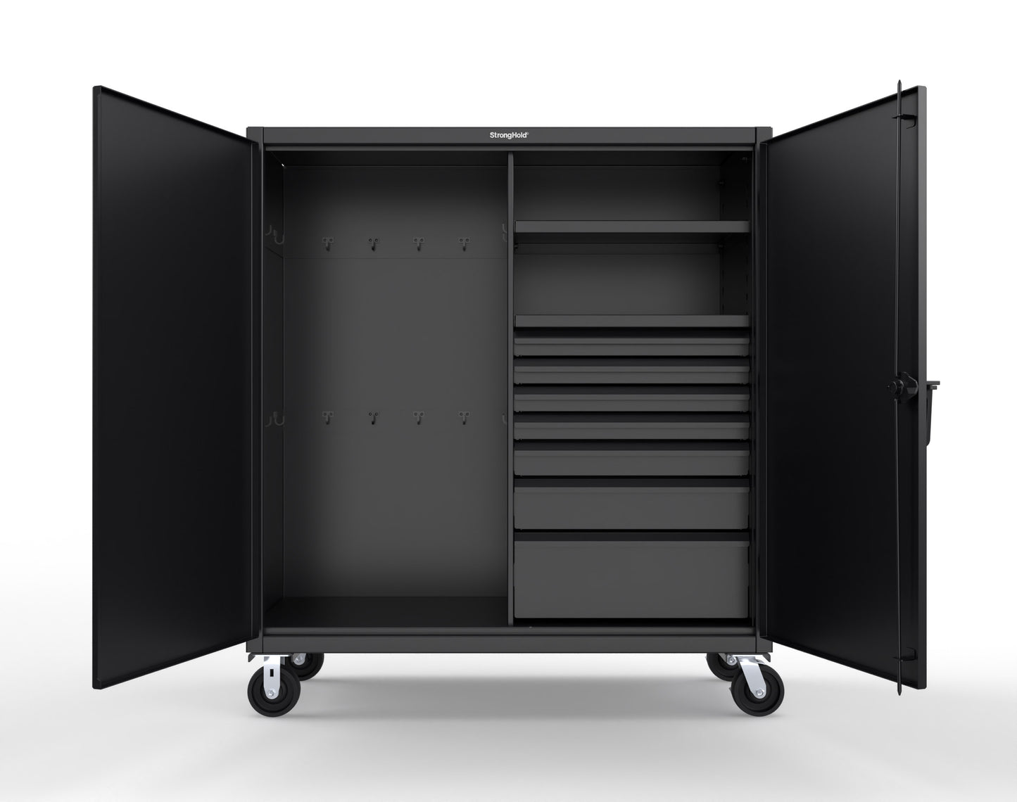 Extreme Duty 12 GA Mobile Rigging Cabinet with 7 Half-Width Drawers, 2 Shelves - 60 in. W x 24 in. D x 68 in. H - 55-242-7/5DB-CA-9005