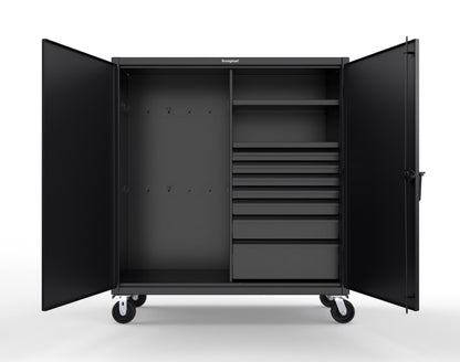 Extreme Duty 12 GA Mobile Rigging Cabinet with 7 Half-Width Drawers, 2 Shelves - 60 in. W x 24 in. D x 68 in. H - 55-242-7/5DB-CA-9005