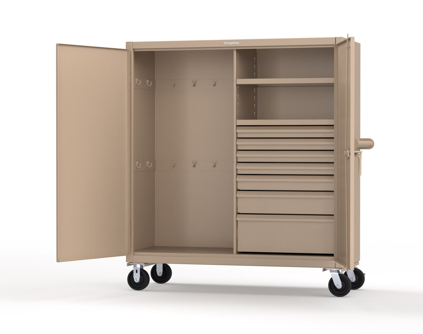 Extreme Duty 12 GA Mobile Rigging Cabinet with 7 Half-Width Drawers, 2 Shelves - 60 in. W x 24 in. D x 68 in. H - 55-242-7/5DB-CA-1019