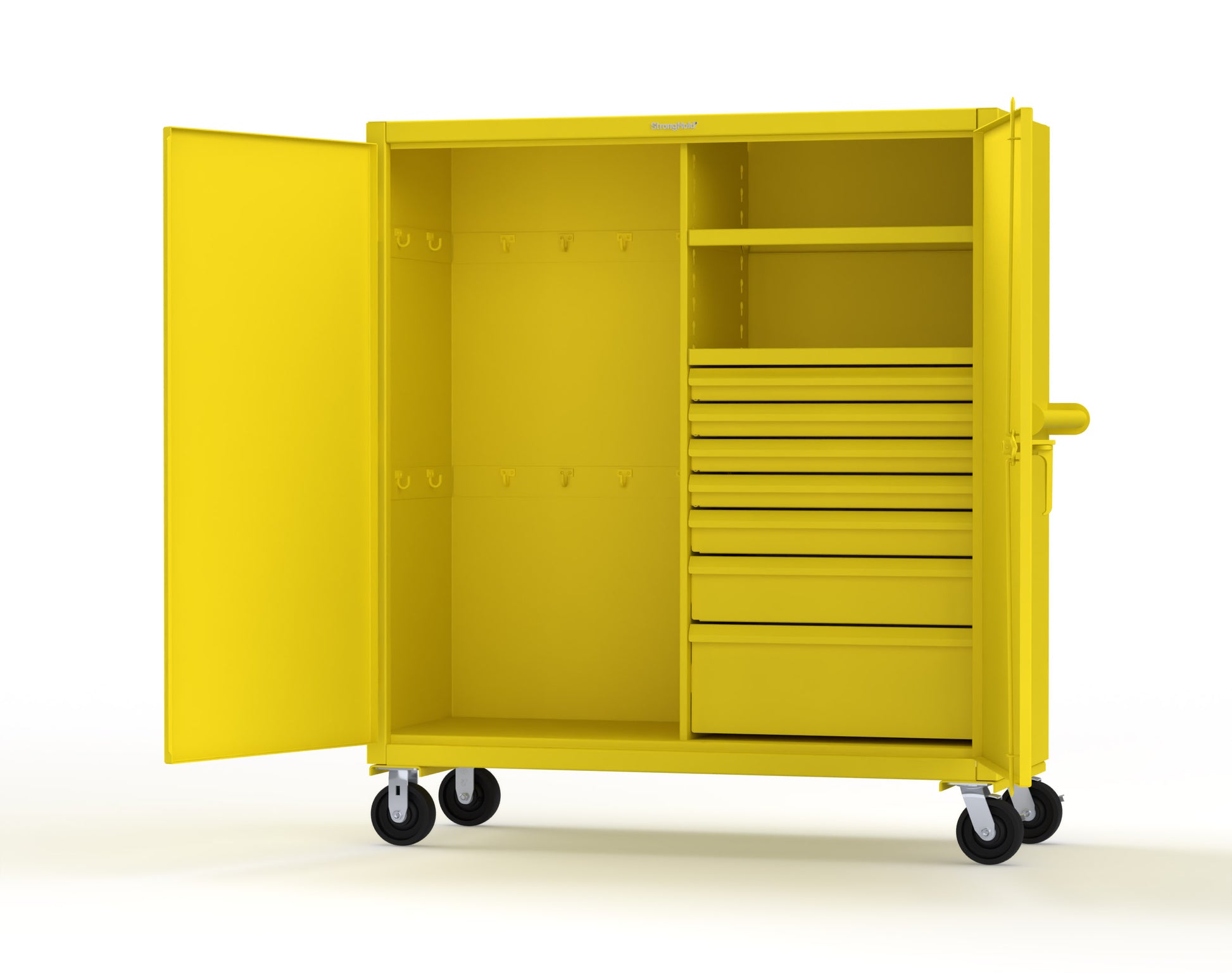 Extreme Duty 12 GA Mobile Rigging Cabinet with 7 Half-Width Drawers, 2 Shelves - 60 in. W x 24 in. D x 68 in. H - 55-242-7/5DB-CA-1021