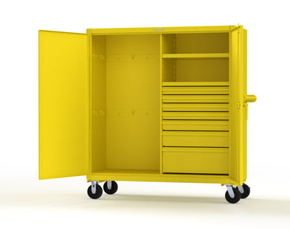 Extreme Duty 12 GA Mobile Rigging Cabinet with 7 Half-Width Drawers, 2 Shelves - 60 in. W x 24 in. D x 68 in. H - 55-242-7/5DB-CA-1021