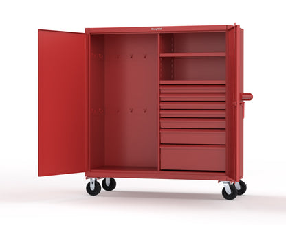 Extreme Duty 12 GA Mobile Rigging Cabinet with 7 Half-Width Drawers, 2 Shelves - 60 in. W x 24 in. D x 68 in. H - 55-242-7/5DB-CA-3001