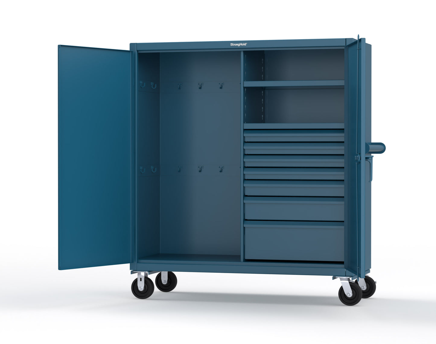 Extreme Duty 12 GA Mobile Rigging Cabinet with 7 Half-Width Drawers, 2 Shelves - 60 in. W x 24 in. D x 68 in. H - 55-242-7/5DB-CA-5001