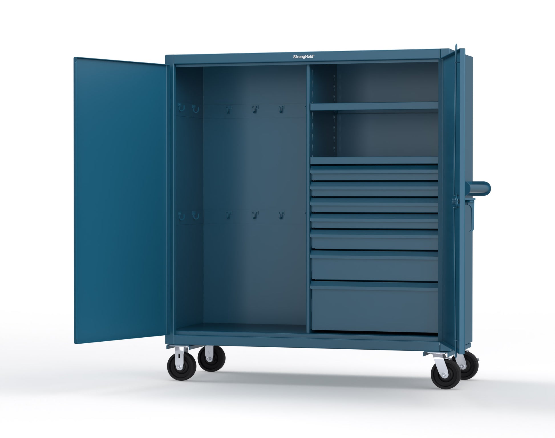 Extreme Duty 12 GA Mobile Rigging Cabinet with 7 Half-Width Drawers, 2 Shelves - 60 in. W x 24 in. D x 68 in. H - 55-242-7/5DB-CA-5001