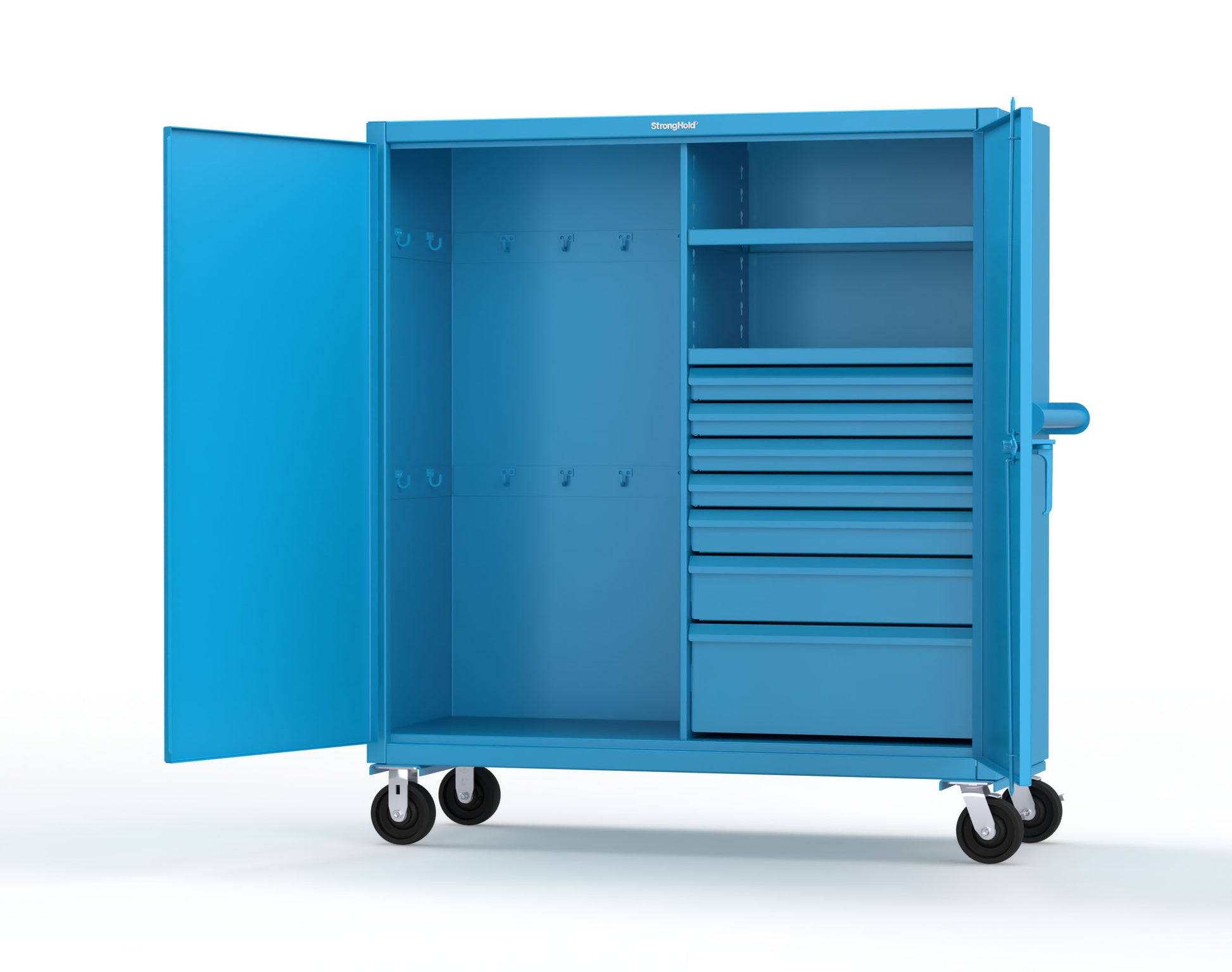 Extreme Duty 12 GA Mobile Rigging Cabinet with 7 Half-Width Drawers, 2 Shelves - 60 in. W x 24 in. D x 68 in. H - 55-242-7/5DB-CA-5012