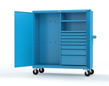 Extreme Duty 12 GA Mobile Rigging Cabinet with 7 Half-Width Drawers, 2 Shelves - 60 in. W x 24 in. D x 68 in. H - 55-242-7/5DB-CA-5012