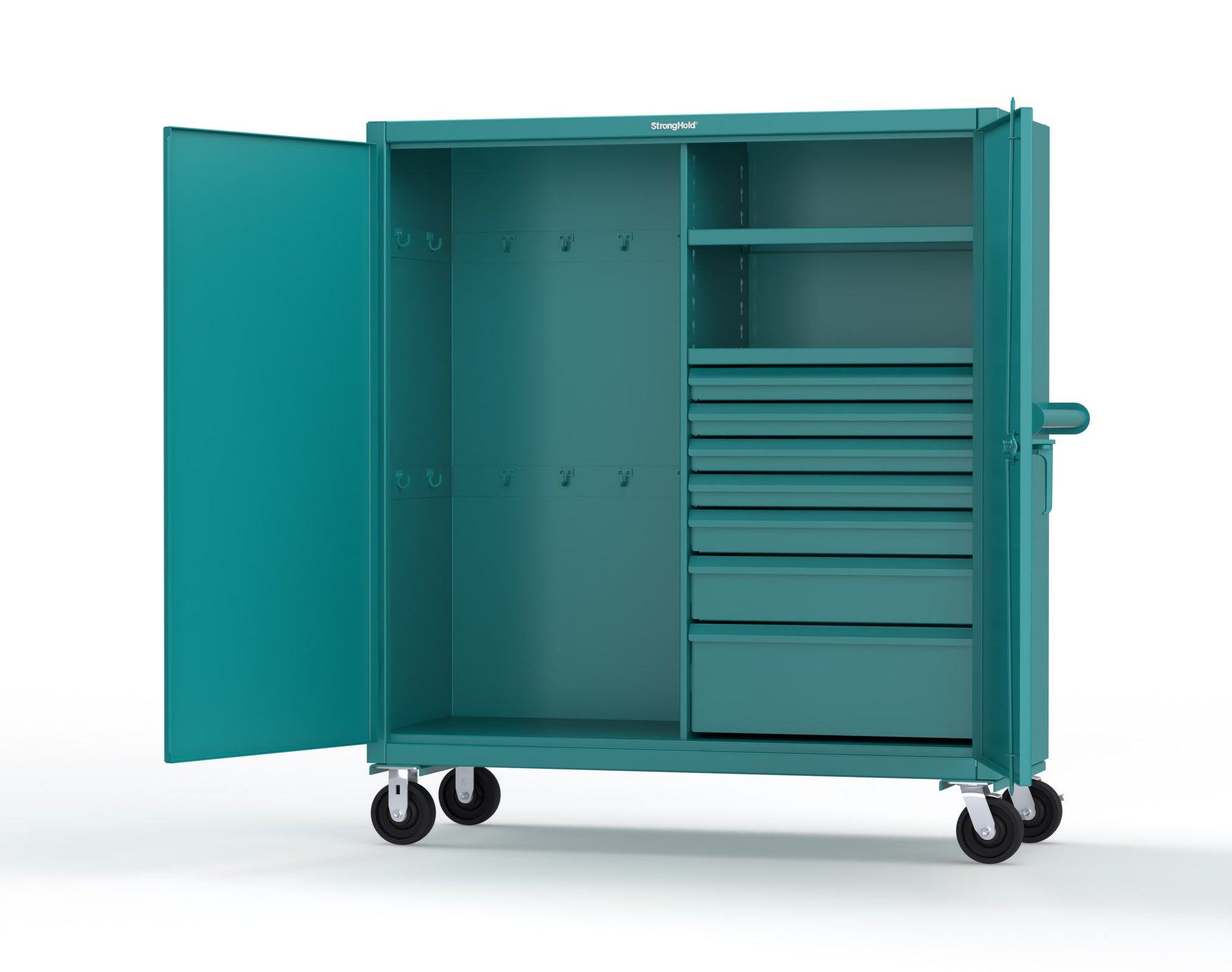 Extreme Duty 12 GA Mobile Rigging Cabinet with 7 Half-Width Drawers, 2 Shelves - 60 in. W x 24 in. D x 68 in. H - 55-242-7/5DB-CA-5021