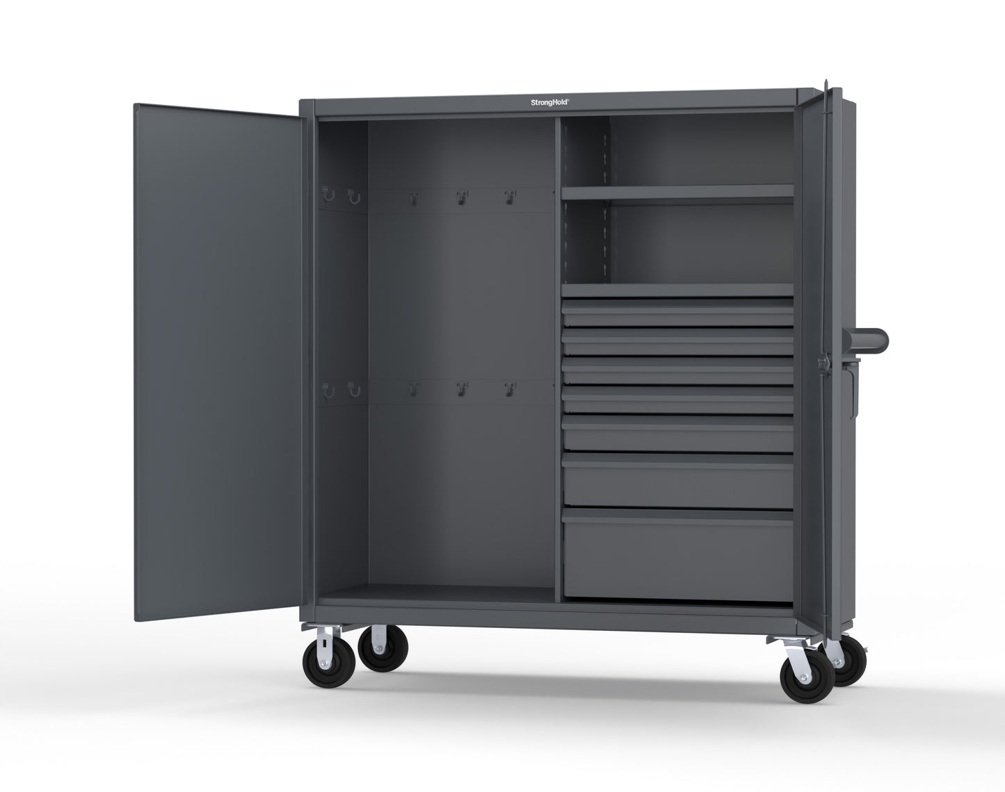 Extreme Duty 12 GA Mobile Rigging Cabinet with 7 Half-Width Drawers, 2 Shelves - 60 in. W x 24 in. D x 68 in. H - 55-242-7/5DB-CA-7024