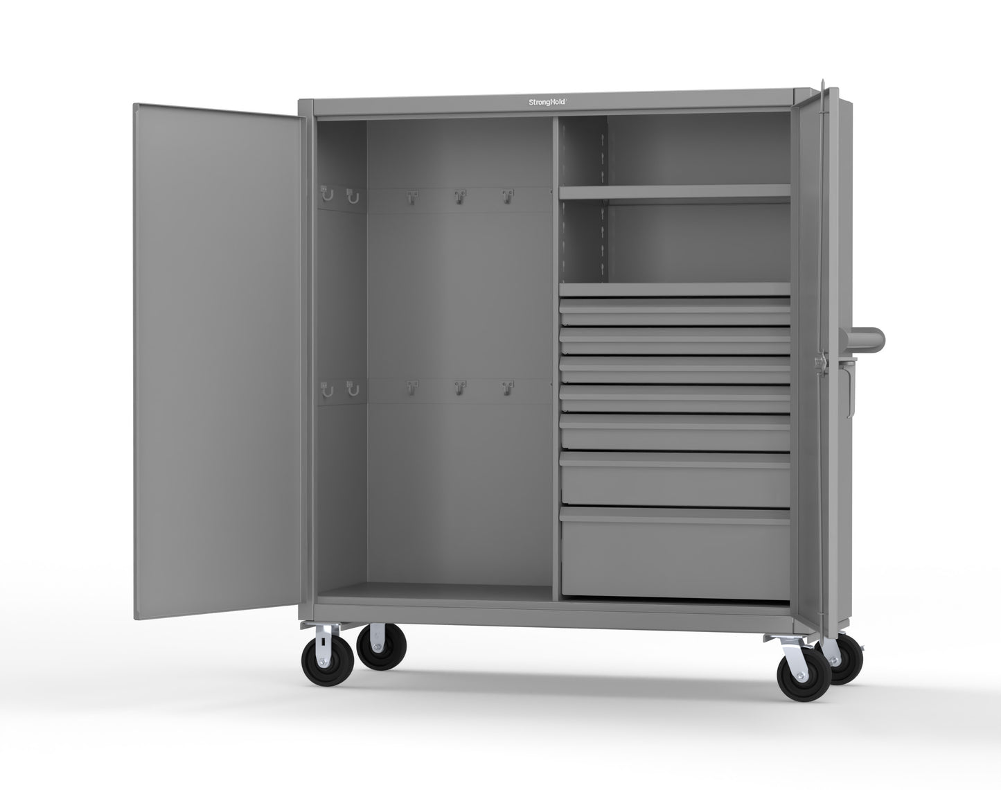 Extreme Duty 12 GA Mobile Rigging Cabinet with 7 Half-Width Drawers, 2 Shelves - 60 in. W x 24 in. D x 68 in. H - 55-242-7/5DB-CA-7037