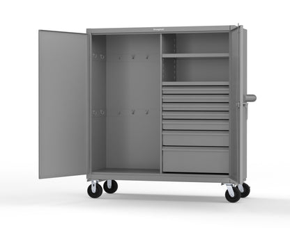 Extreme Duty 12 GA Mobile Rigging Cabinet with 7 Half-Width Drawers, 2 Shelves - 60 in. W x 24 in. D x 68 in. H - 55-242-7/5DB-CA-7037