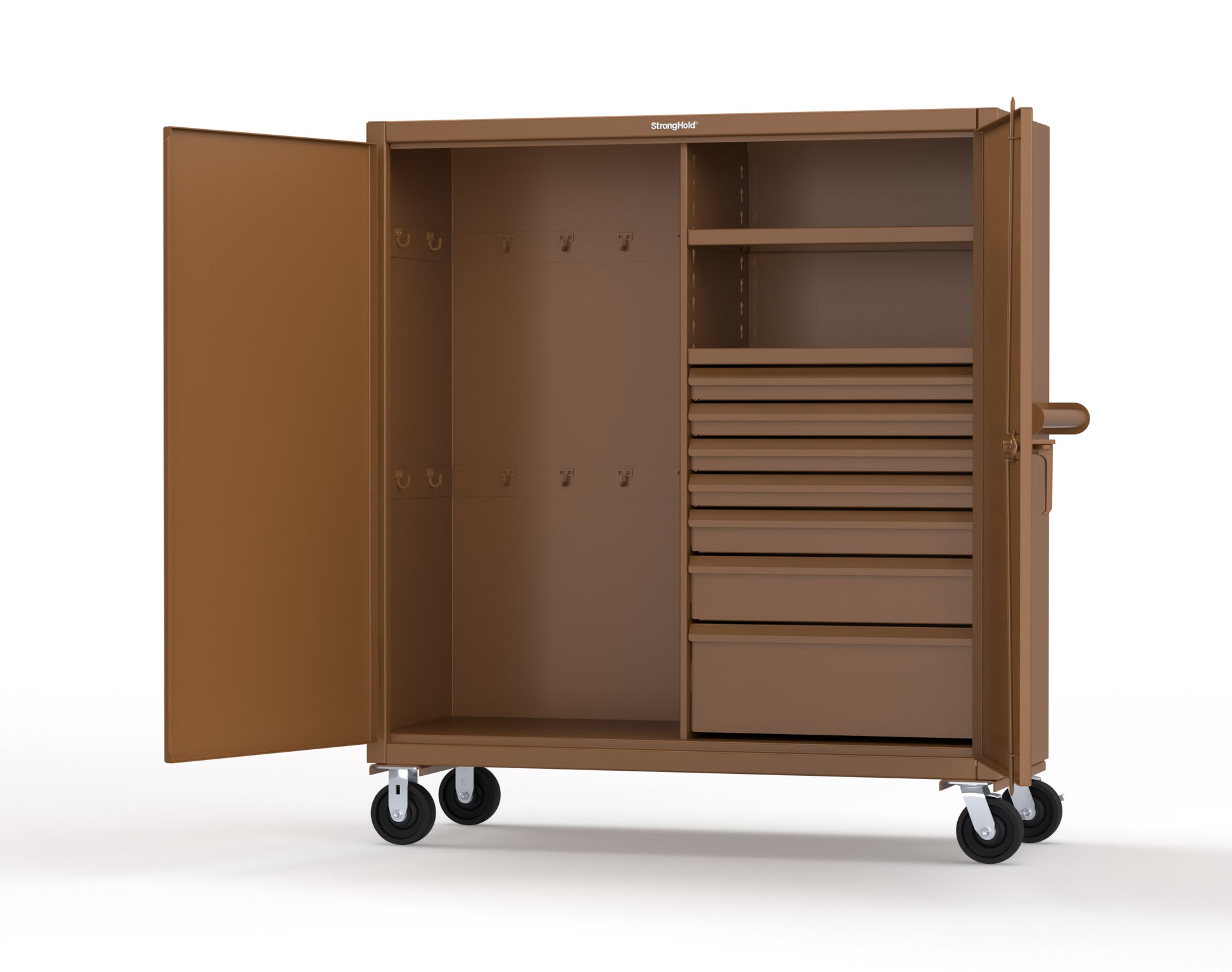 Extreme Duty 12 GA Mobile Rigging Cabinet with 7 Half-Width Drawers, 2 Shelves - 60 in. W x 24 in. D x 68 in. H - 55-242-7/5DB-CA-8008