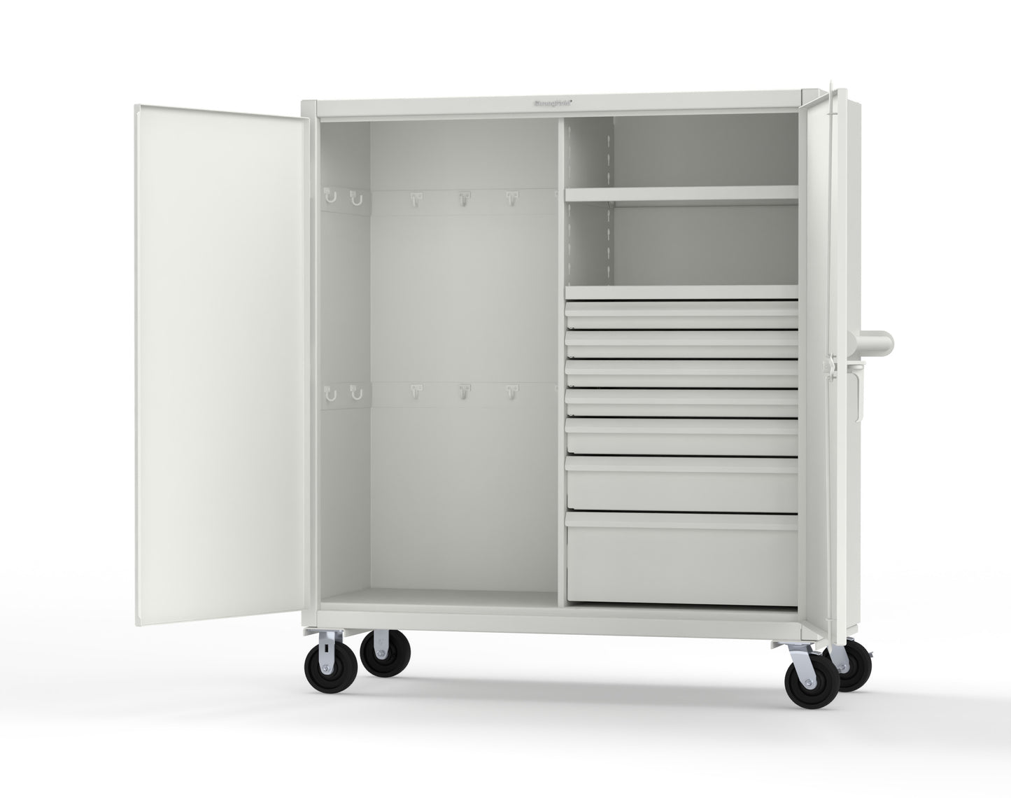 Extreme Duty 12 GA Mobile Rigging Cabinet with 7 Half-Width Drawers, 2 Shelves - 60 in. W x 24 in. D x 68 in. H - 55-242-7/5DB-CA-9003