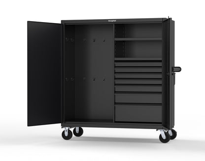 Extreme Duty 12 GA Mobile Rigging Cabinet with 7 Half-Width Drawers, 2 Shelves - 60 in. W x 24 in. D x 68 in. H - 55-242-7/5DB-CA-9005