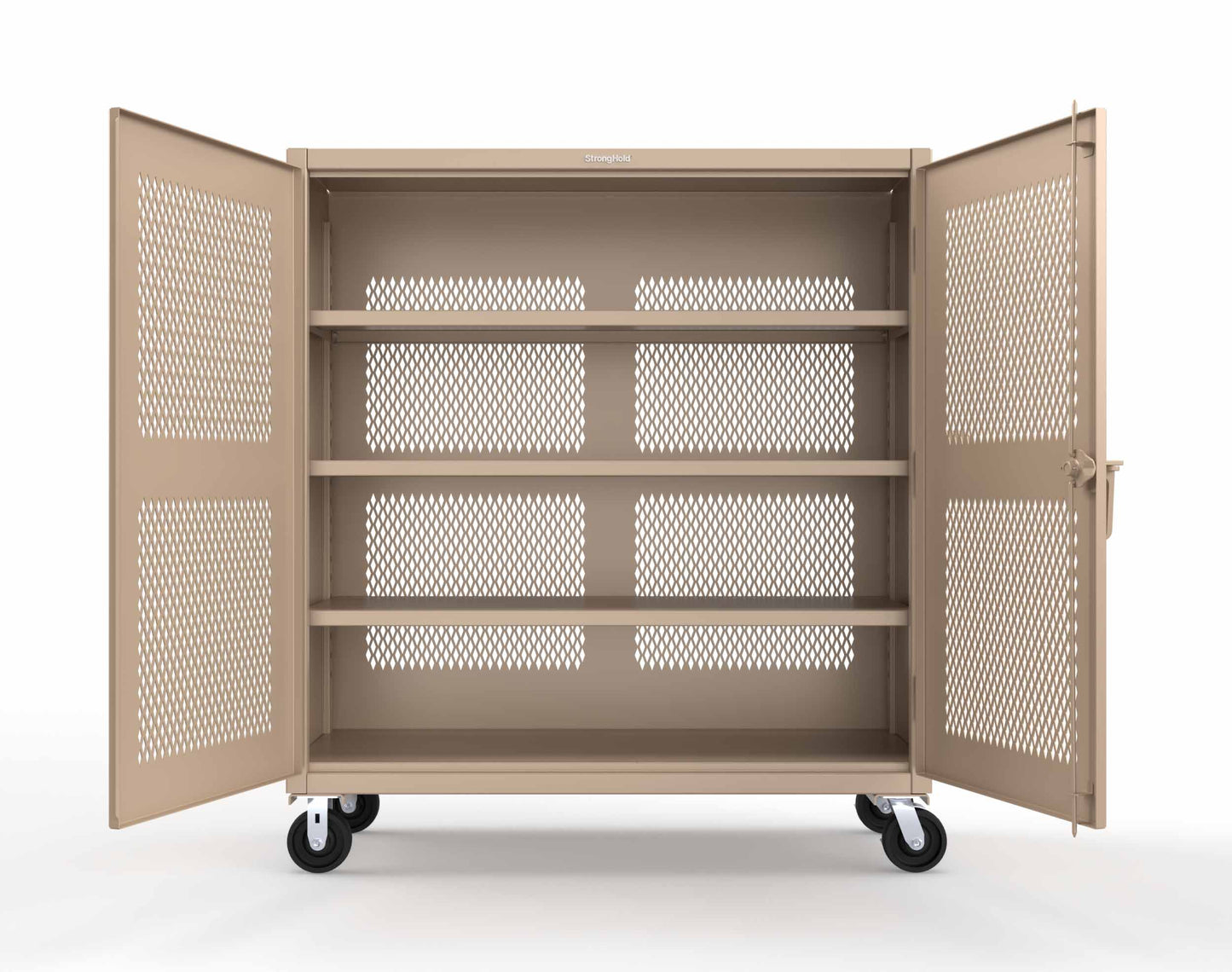 Extreme Duty 12 GA Fully-Ventilated Mobile Cabinet with 3 Shelves - 60 In. W x 24 In. D x 68 In. H - 55-VB-243-CA-1019