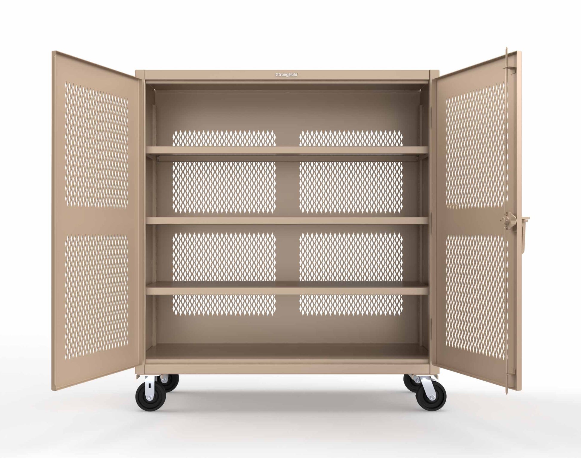 Extreme Duty 12 GA Fully-Ventilated Mobile Cabinet with 3 Shelves - 60 In. W x 24 In. D x 68 In. H - 55-VB-243-CA-1019