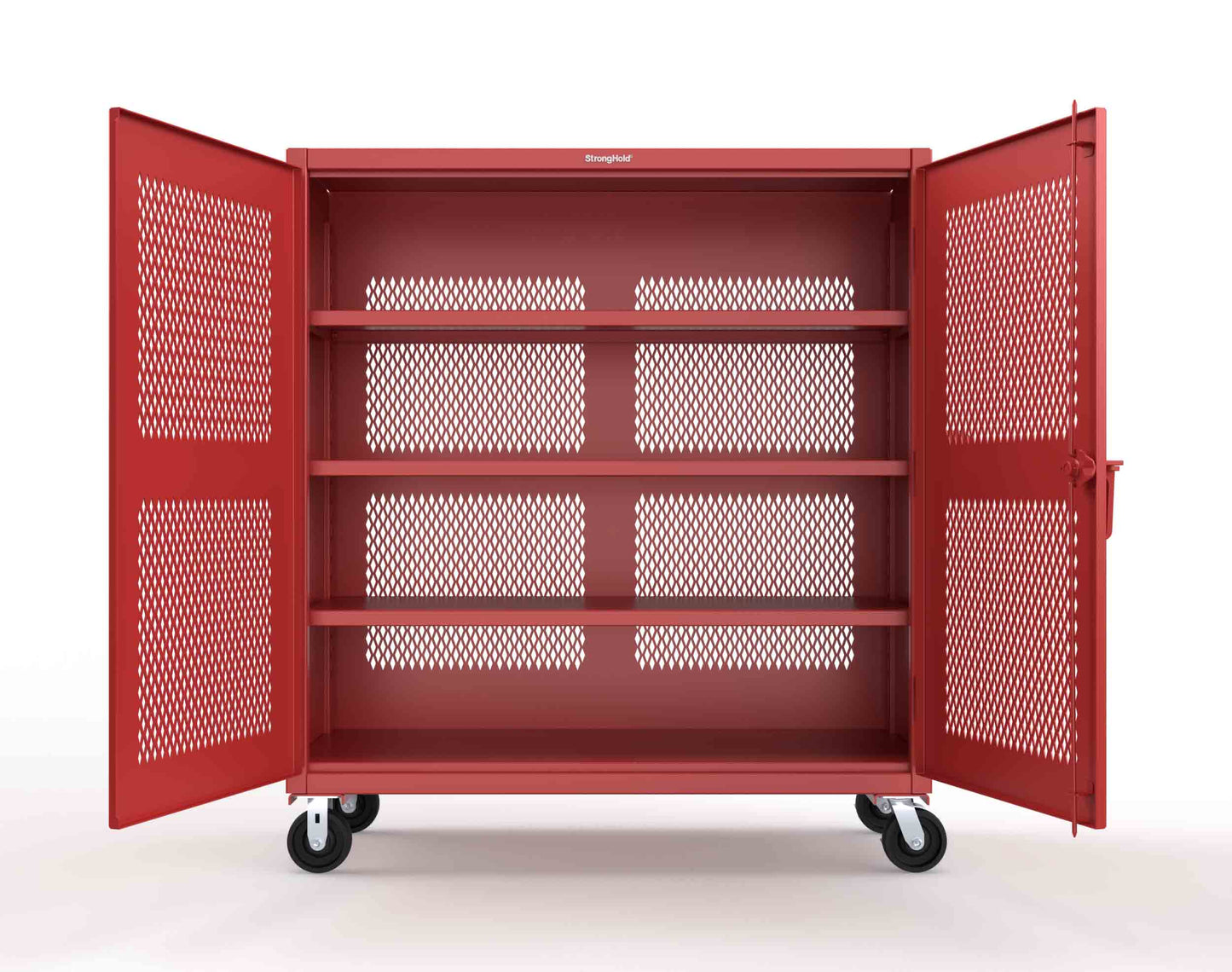 Extreme Duty 12 GA Fully-Ventilated Mobile Cabinet with 3 Shelves - 60 In. W x 24 In. D x 68 In. H - 55-VB-243-CA-3001