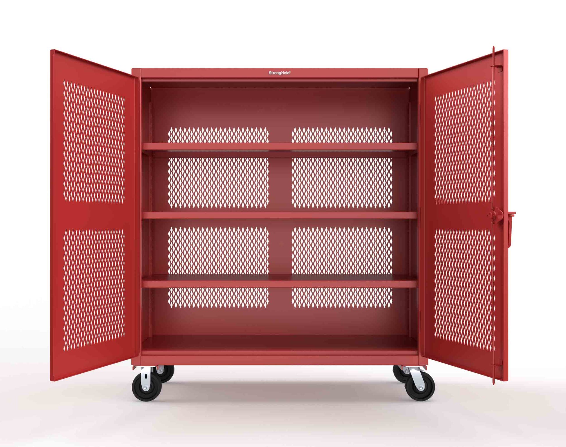 Extreme Duty 12 GA Fully-Ventilated Mobile Cabinet with 3 Shelves - 60 In. W x 24 In. D x 68 In. H - 55-VB-243-CA-3001