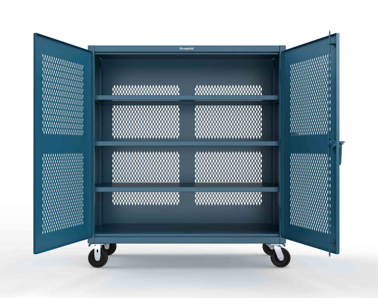 Extreme Duty 12 GA Fully-Ventilated Mobile Cabinet with 3 Shelves - 60 In. W x 24 In. D x 68 In. H - 55-VB-243-CA-5001