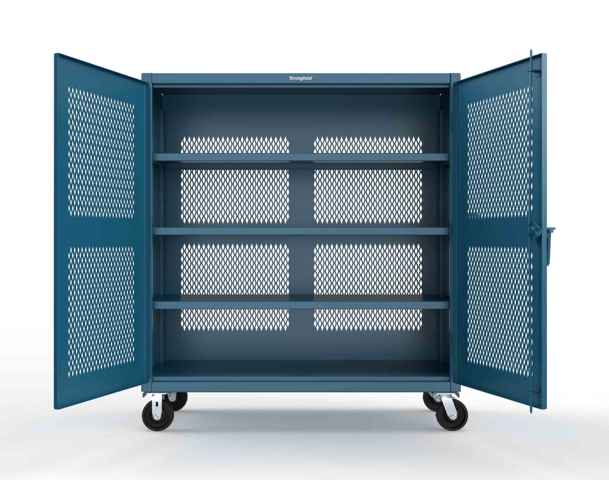 Extreme Duty 12 GA Fully-Ventilated Mobile Cabinet with 3 Shelves - 60 In. W x 24 In. D x 68 In. H - 55-VB-243-CA-5001