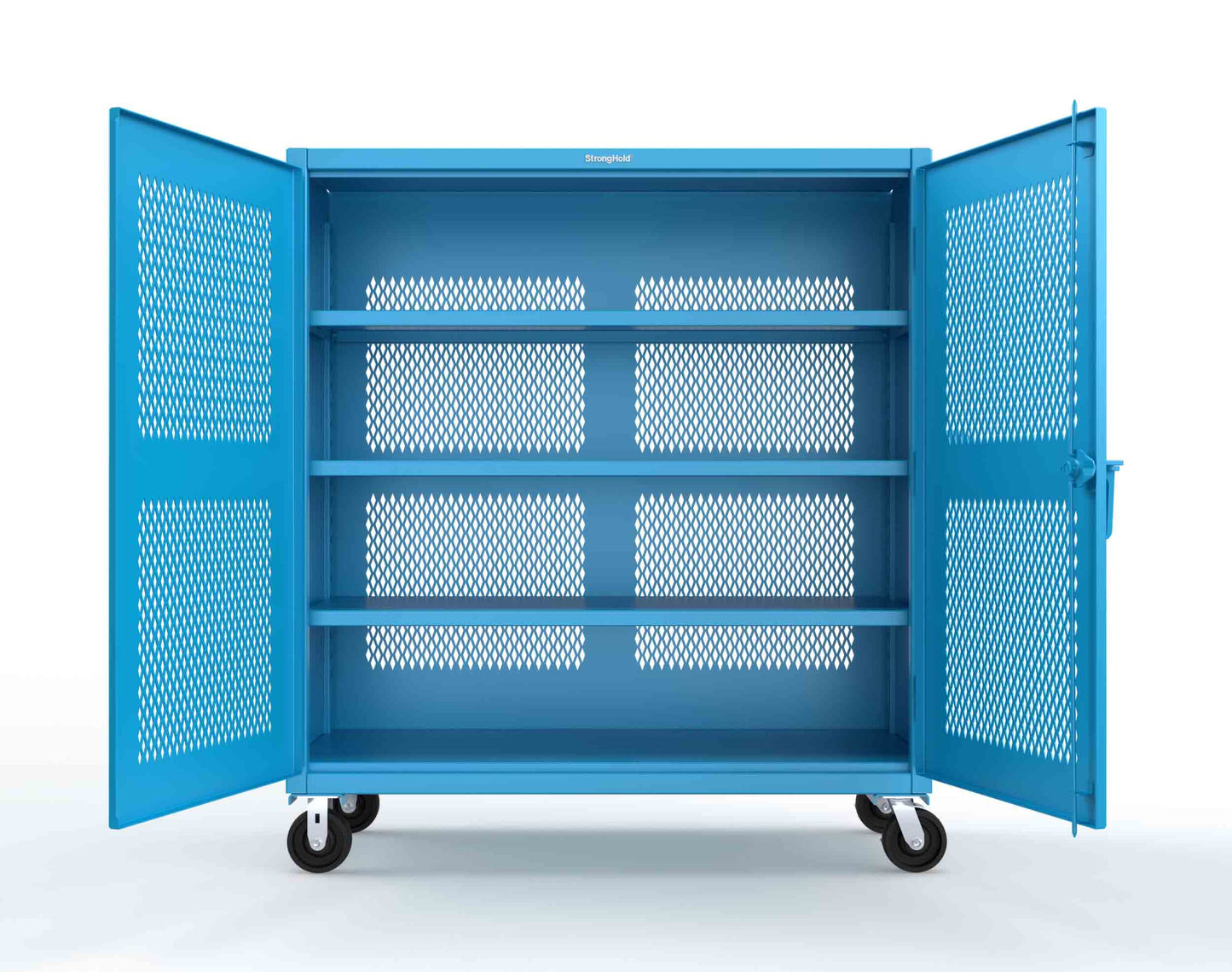 Extreme Duty 12 GA Fully-Ventilated Mobile Cabinet with 3 Shelves - 60 In. W x 24 In. D x 68 In. H - 55-VB-243-CA-5012