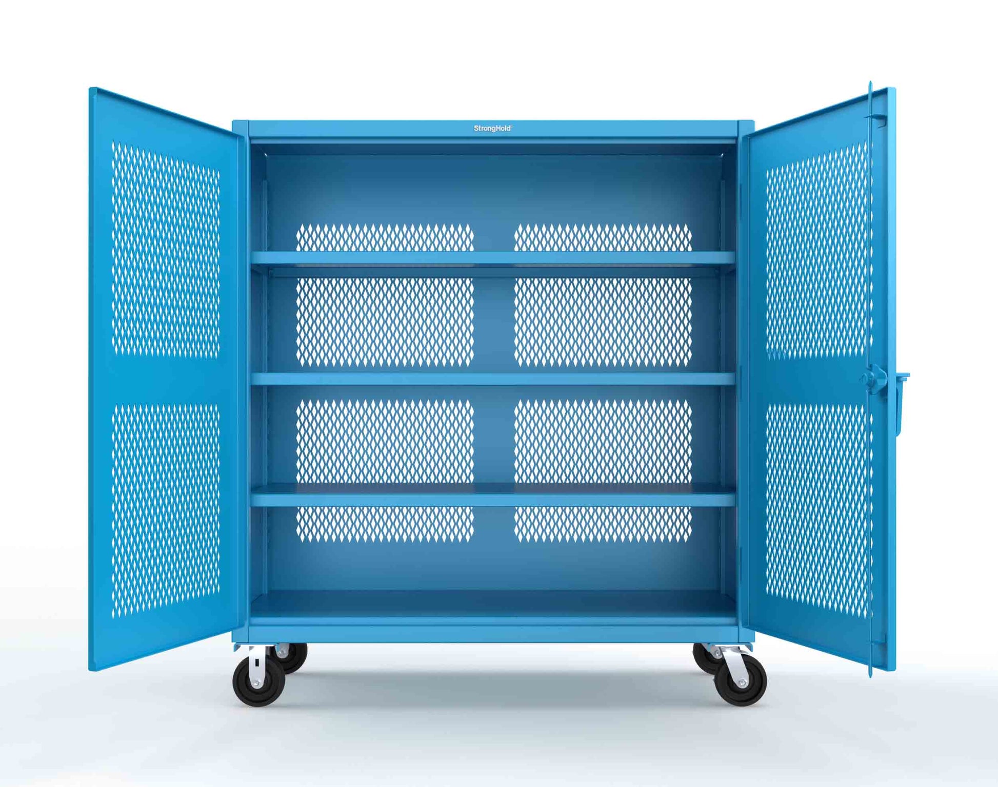 Extreme Duty 12 GA Fully-Ventilated Mobile Cabinet with 3 Shelves - 60 In. W x 24 In. D x 68 In. H - 55-VB-243-CA-5012