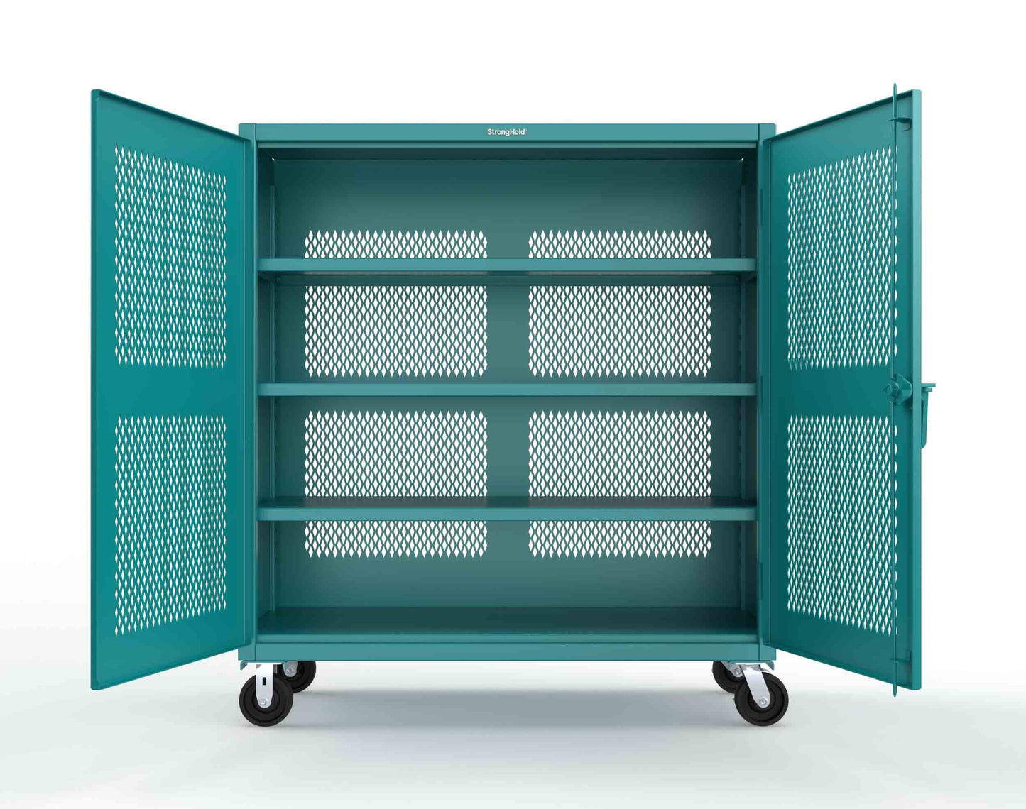Extreme Duty 12 GA Fully-Ventilated Mobile Cabinet with 3 Shelves - 60 In. W x 24 In. D x 68 In. H - 55-VB-243-CA-5021