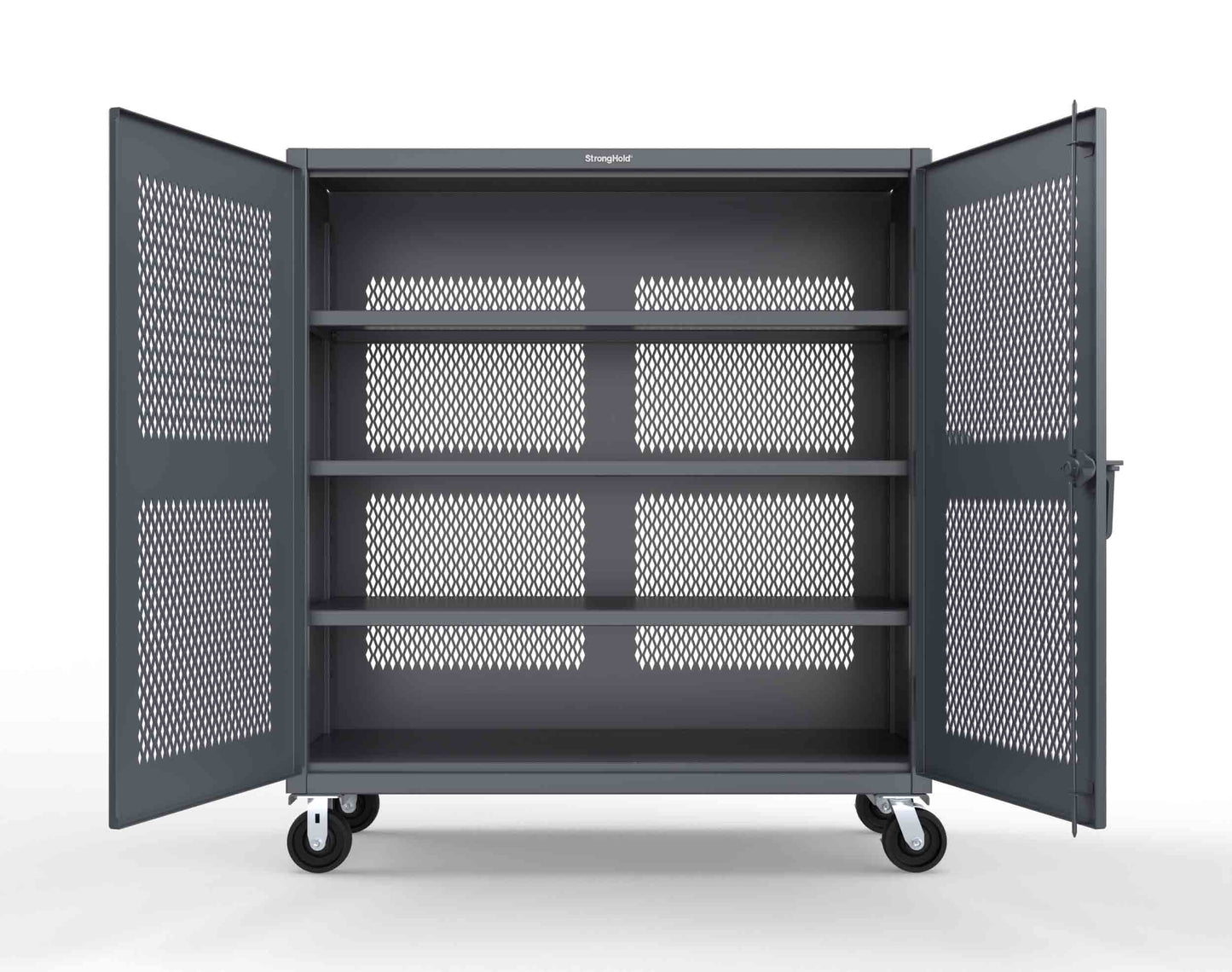 Extreme Duty 12 GA Fully-Ventilated Mobile Cabinet with 3 Shelves - 60 In. W x 24 In. D x 68 In. H - 55-VB-243-CA-7024