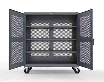 Extreme Duty 12 GA Fully-Ventilated Mobile Cabinet with 3 Shelves - 60 In. W x 24 In. D x 68 In. H - 55-VB-243-CA-7024