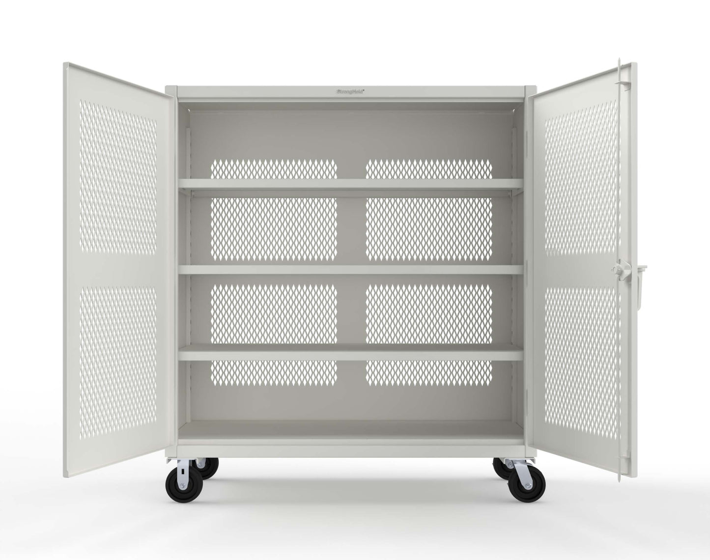 Extreme Duty 12 GA Fully-Ventilated Mobile Cabinet with 3 Shelves - 60 In. W x 24 In. D x 68 In. H - 55-VB-243-CA-9003