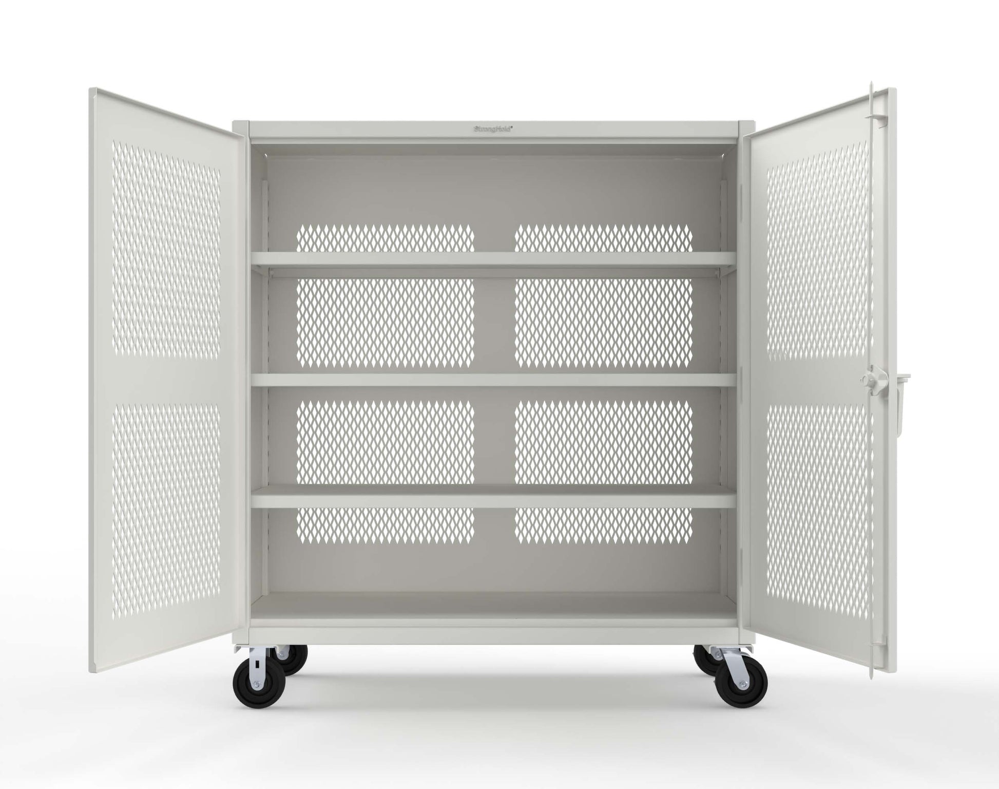 Extreme Duty 12 GA Fully-Ventilated Mobile Cabinet with 3 Shelves - 60 In. W x 24 In. D x 68 In. H - 55-VB-243-CA-9003