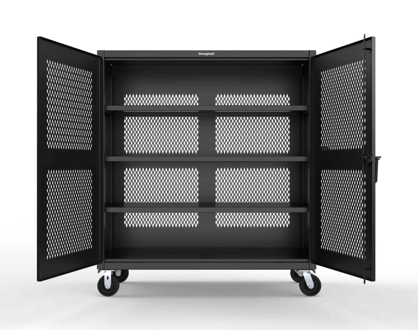 Extreme Duty 12 GA Fully-Ventilated Mobile Cabinet with 3 Shelves - 60 In. W x 24 In. D x 68 In. H - 55-VB-243-CA-9005