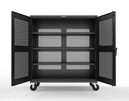 Extreme Duty 12 GA Fully-Ventilated Mobile Cabinet with 3 Shelves - 60 In. W x 24 In. D x 68 In. H - 55-VB-243-CA-9005