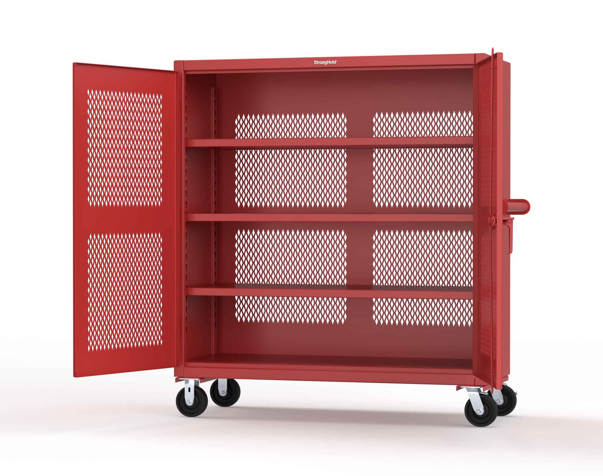 Extreme Duty 12 GA Fully-Ventilated Mobile Cabinet with 3 Shelves - 60 In. W x 24 In. D x 68 In. H - 55-VB-243-CA-3001