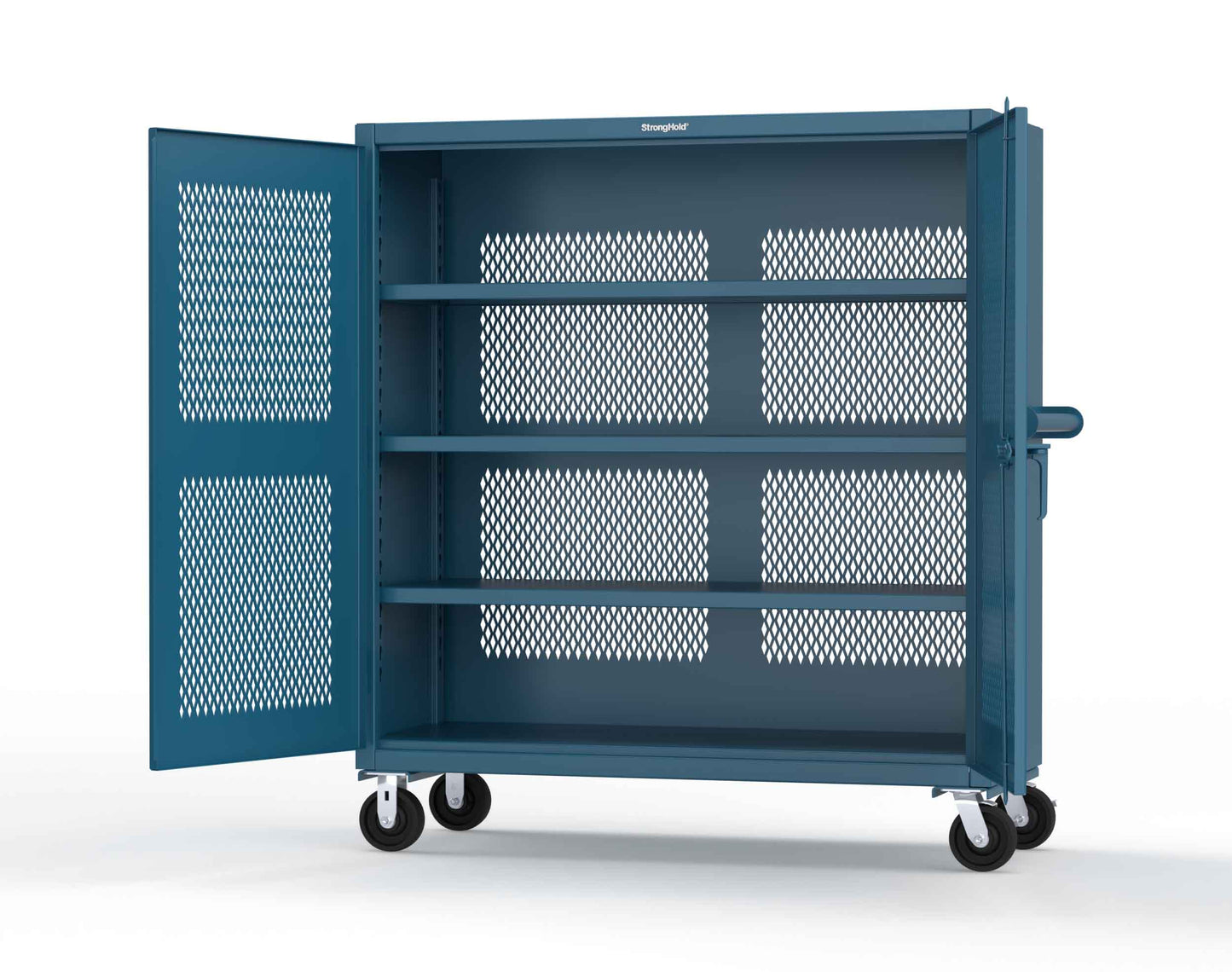 Extreme Duty 12 GA Fully-Ventilated Mobile Cabinet with 3 Shelves - 60 In. W x 24 In. D x 68 In. H - 55-VB-243-CA-5001