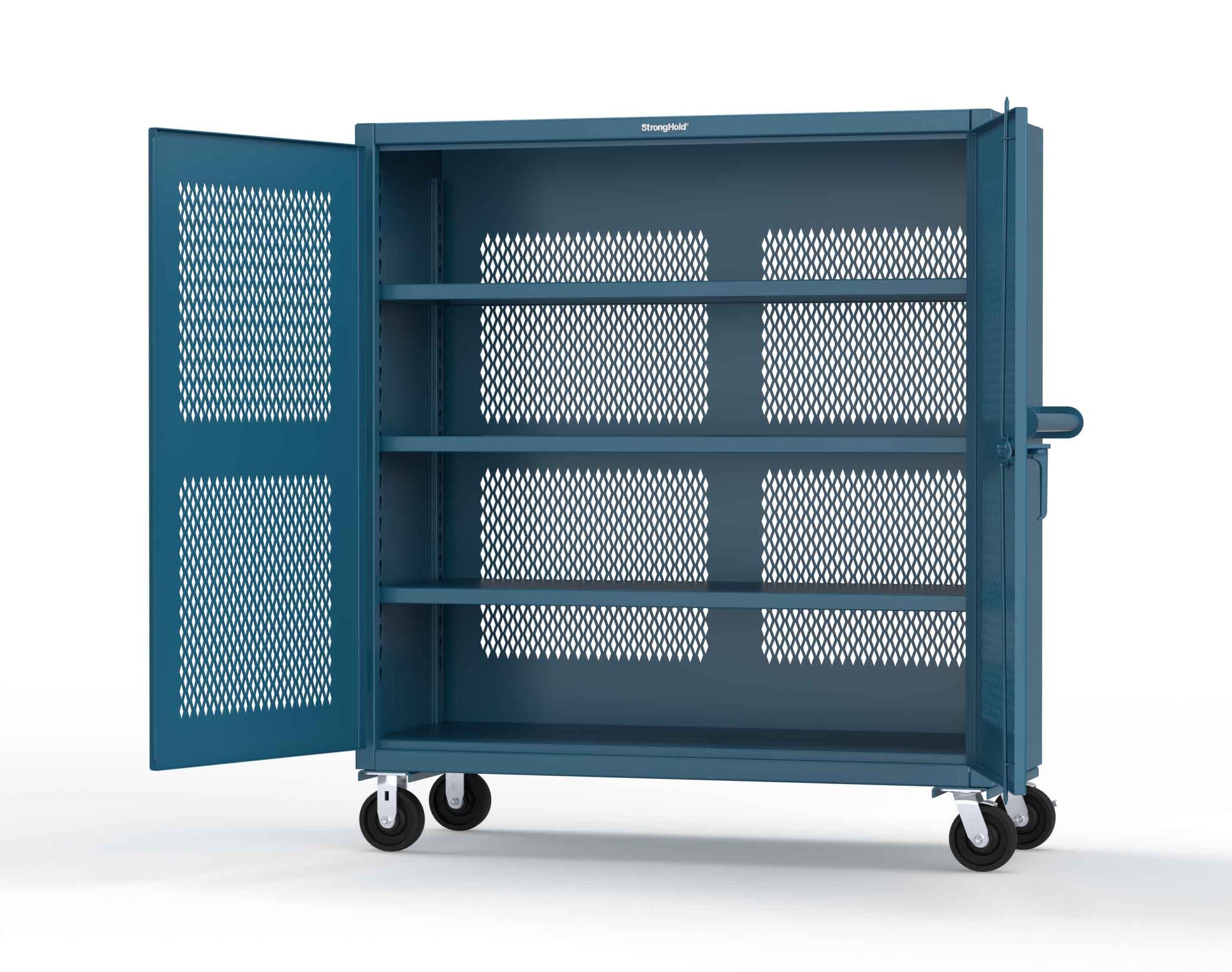 Extreme Duty 12 GA Fully-Ventilated Mobile Cabinet with 3 Shelves - 60 In. W x 24 In. D x 68 In. H - 55-VB-243-CA-5001