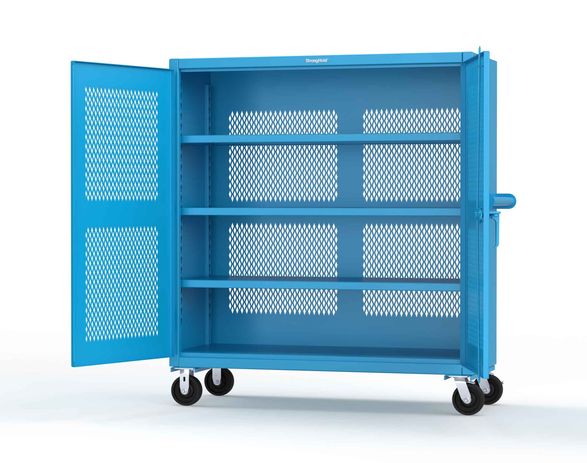 Extreme Duty 12 GA Fully-Ventilated Mobile Cabinet with 3 Shelves - 60 In. W x 24 In. D x 68 In. H - 55-VB-243-CA-5012