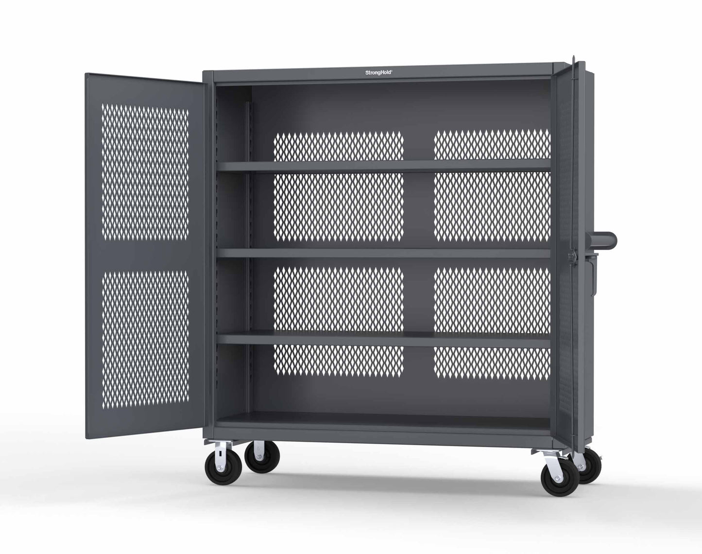 Extreme Duty 12 GA Fully-Ventilated Mobile Cabinet with 3 Shelves - 60 In. W x 24 In. D x 68 In. H - 55-VB-243-CA-7024