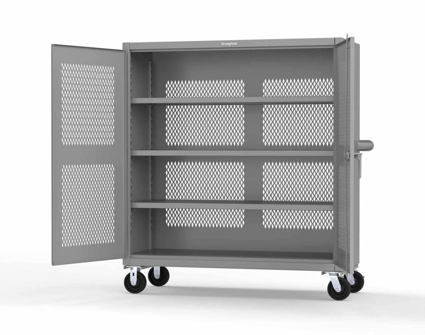 Extreme Duty 12 GA Fully-Ventilated Mobile Cabinet with 3 Shelves - 60 In. W x 24 In. D x 68 In. H - 55-VB-243-CA-7037