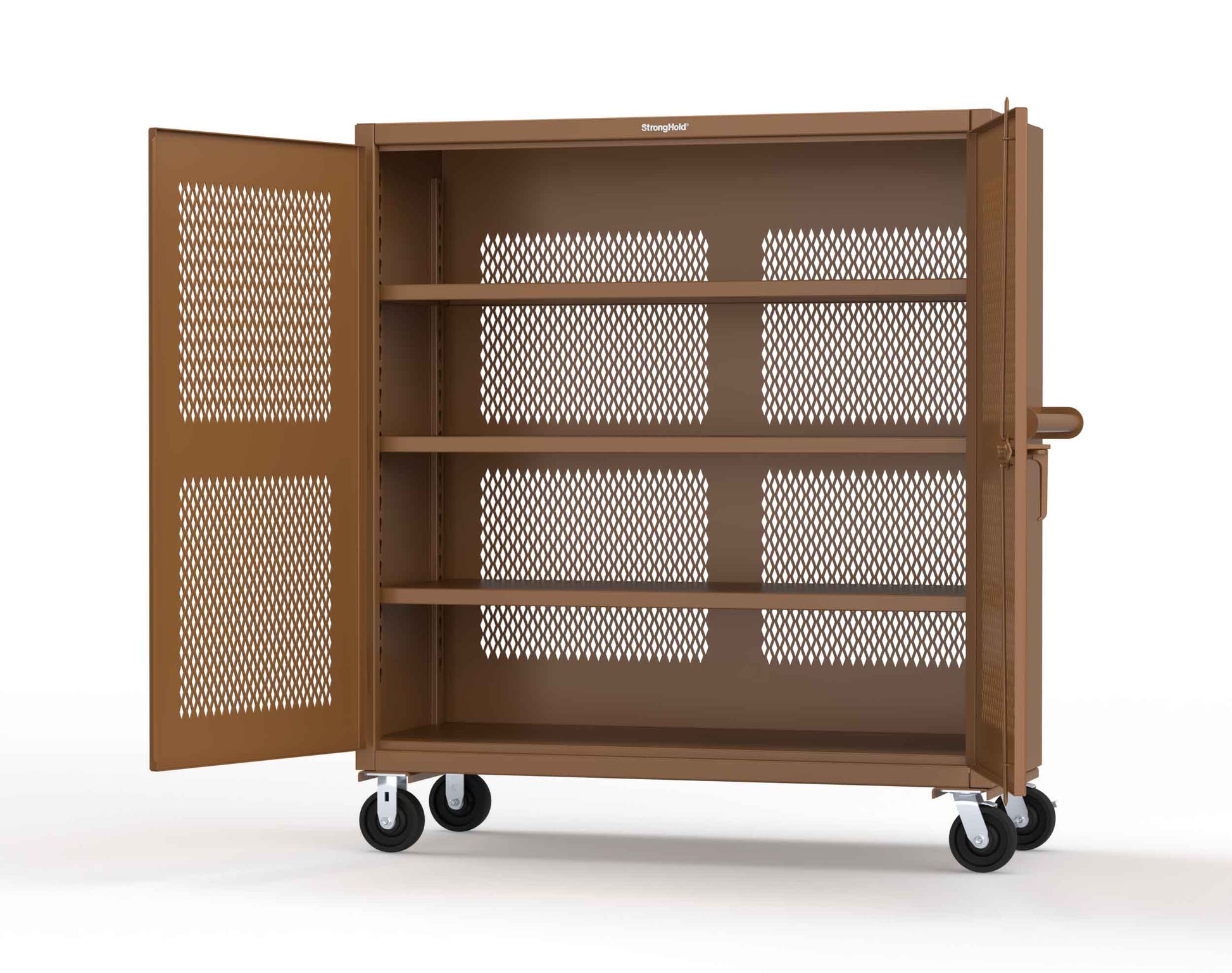 Extreme Duty 12 GA Fully-Ventilated Mobile Cabinet with 3 Shelves - 60 In. W x 24 In. D x 68 In. H - 55-VB-243-CA-8008