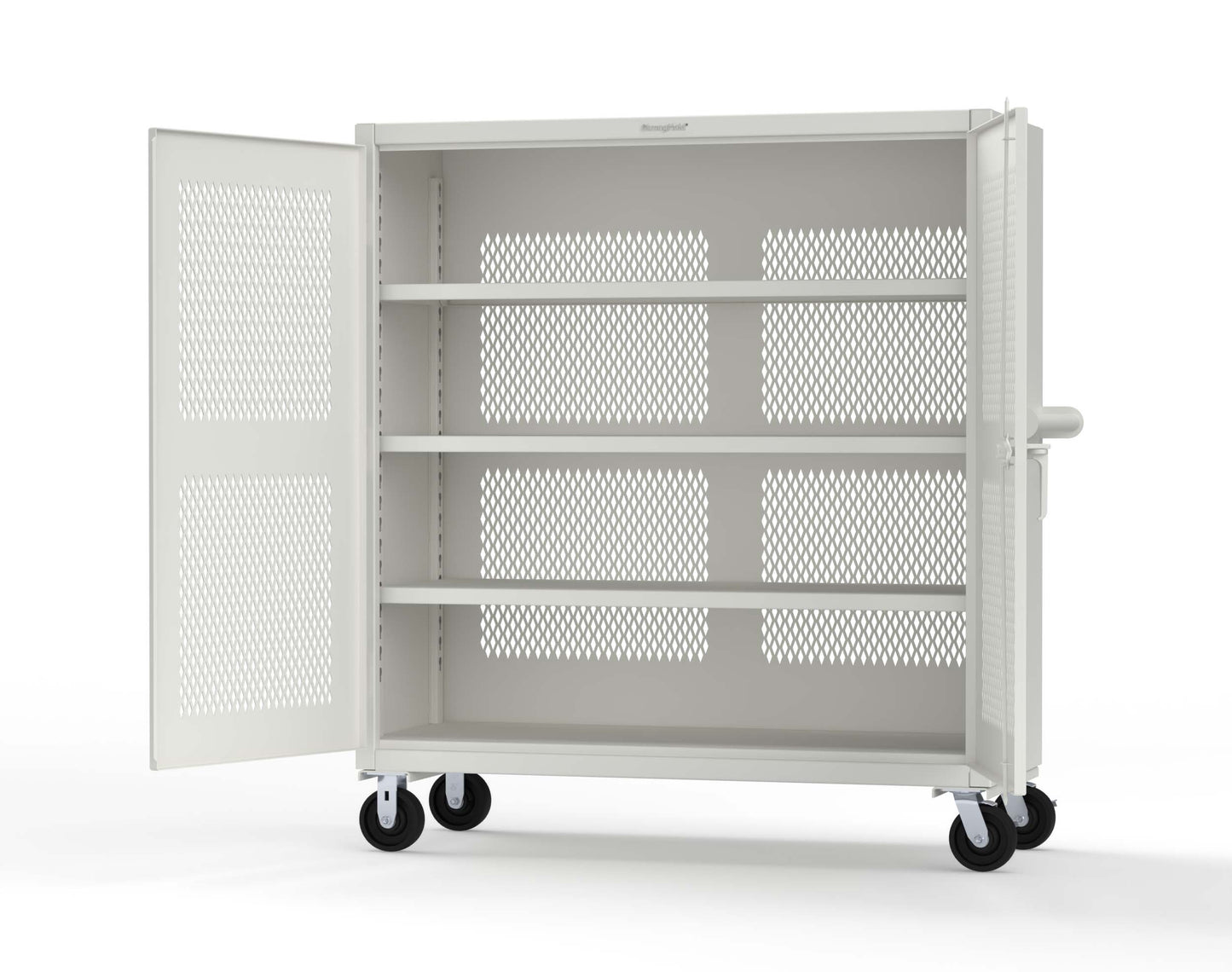 Extreme Duty 12 GA Fully-Ventilated Mobile Cabinet with 3 Shelves - 60 In. W x 24 In. D x 68 In. H - 55-VB-243-CA-9003