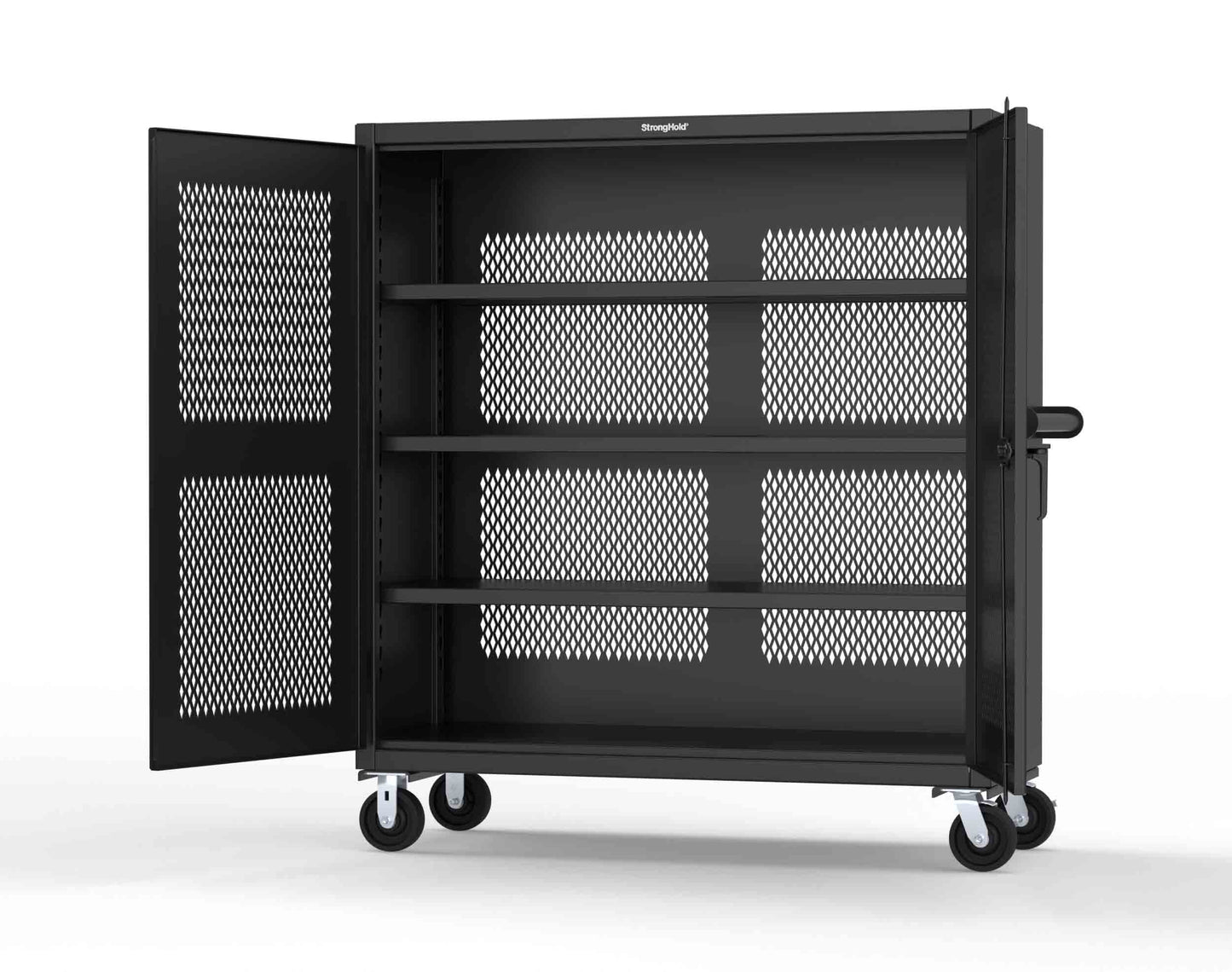 Extreme Duty 12 GA Fully-Ventilated Mobile Cabinet with 3 Shelves - 60 In. W x 24 In. D x 68 In. H - 55-VB-243-CA-9005