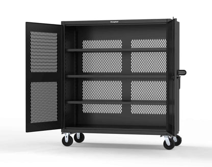 Extreme Duty 12 GA Fully-Ventilated Mobile Cabinet with 3 Shelves - 60 In. W x 24 In. D x 68 In. H - 55-VB-243-CA-9005