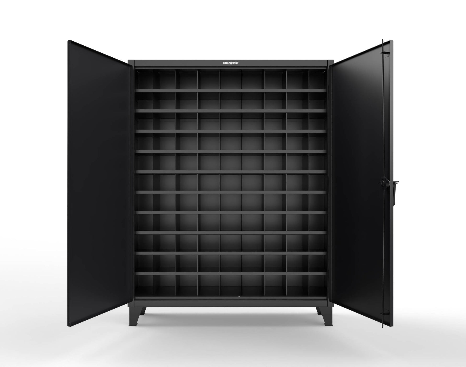 Extreme Duty 12 GA Cabinet with 99 Pigeonholes - 60 in. W x 16 in. D x 78 in. H - 56-1610-99OP-9005