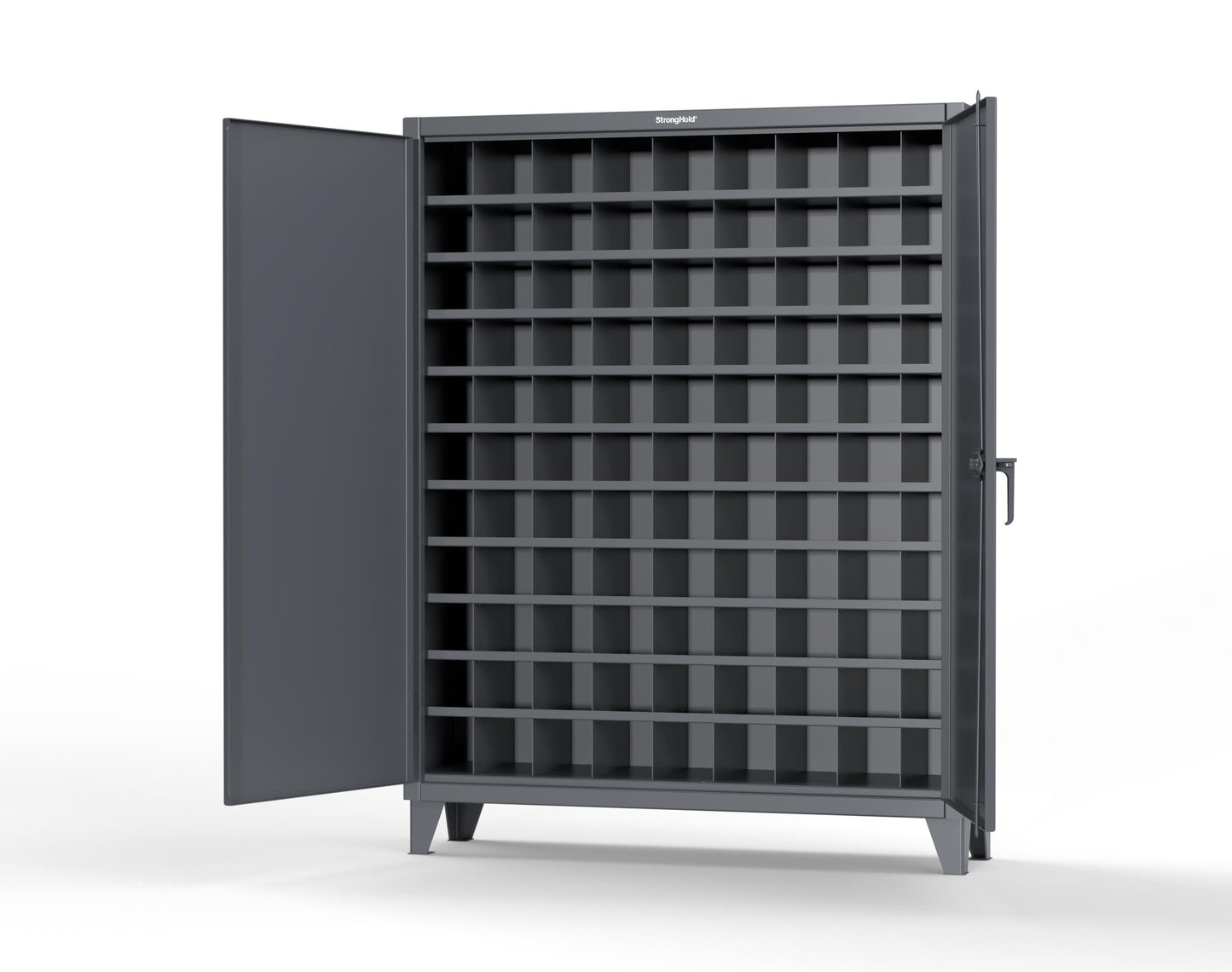 Extreme Duty 12 GA Cabinet with 99 Pigeonholes - 60 in. W x 16 in. D x 78 in. H - 56-1610-99OP-7024