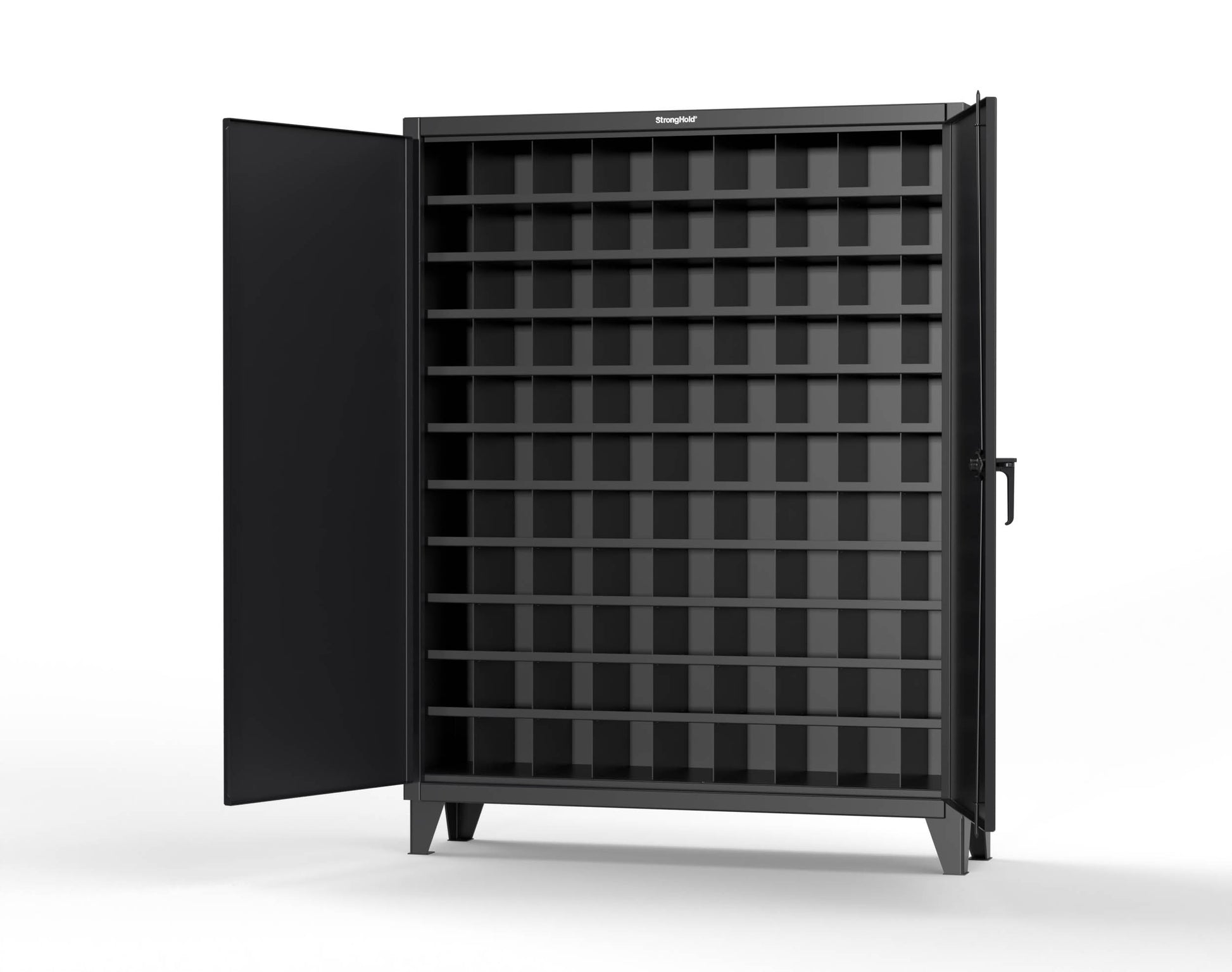 Extreme Duty 12 GA Cabinet with 99 Pigeonholes - 60 in. W x 16 in. D x 78 in. H - 56-1610-99OP-9005