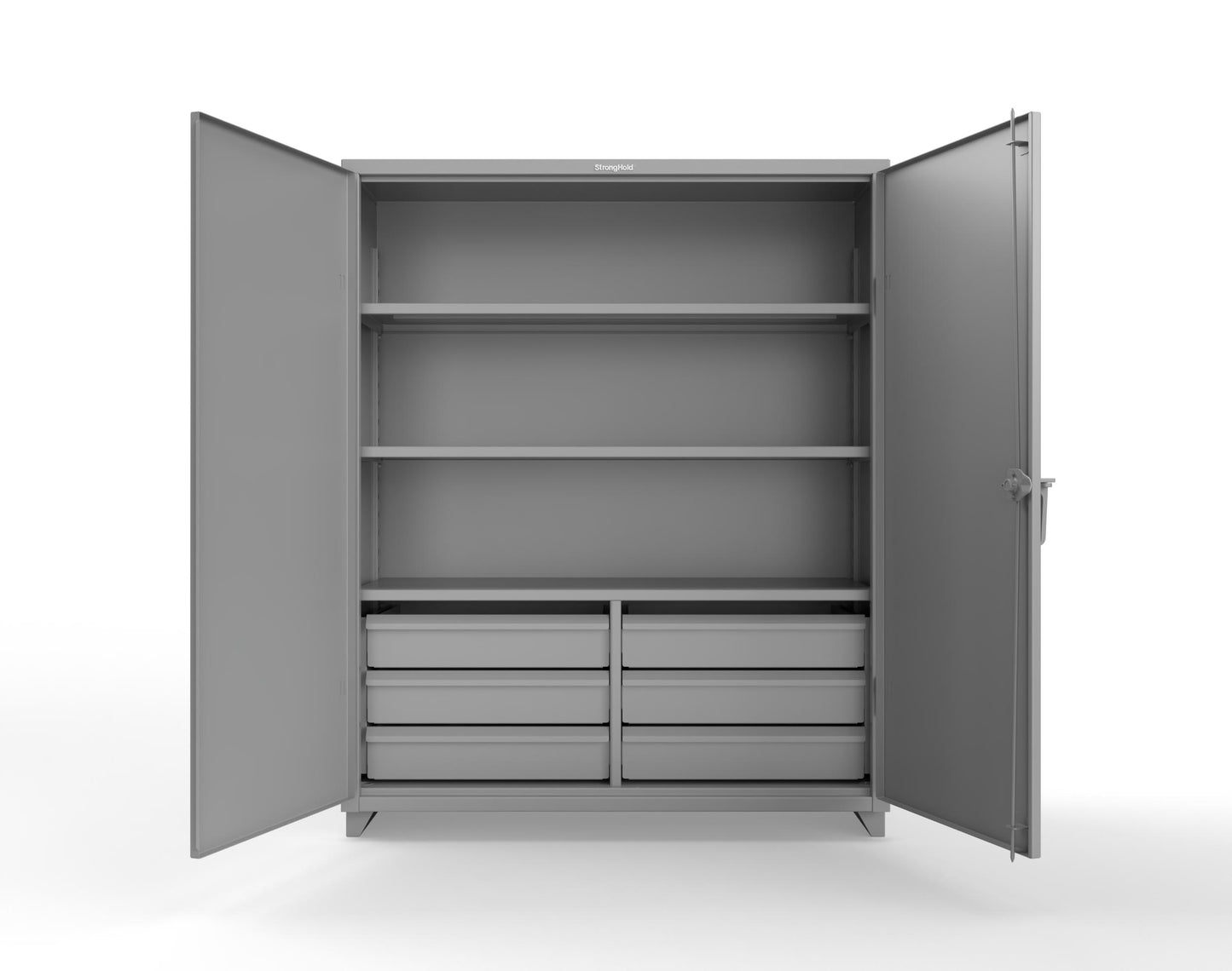 Extra Heavy Duty 14 GA Cabinet with 6 Half-Width Drawers, 3 Shelves - 60 In. W x 24 In. D x 75 In. H - 56-243-6/5DB-L-7037